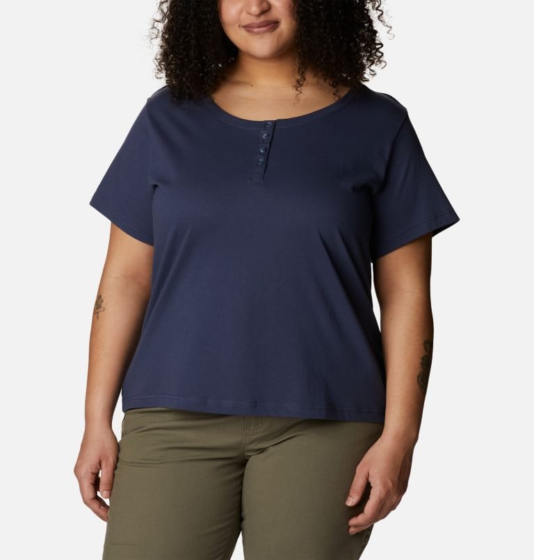 Columbia Sapphire Point Henley T-skjorte Dame Marineblå | Plus Size 14670Z